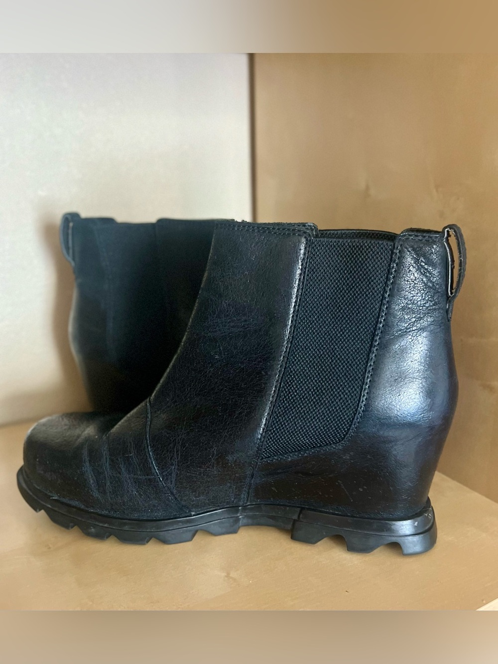 Sorel Black Joan of Arctic Wedge III Chelsea Boots size 11 - Waterproof Leather - Picture 6 of 14